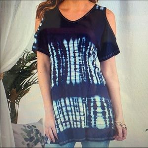🇺🇸 NWOT Cold Shoulder Tie-Dyed Tunic
